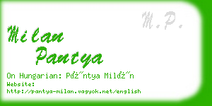 milan pantya business card